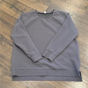 Cacilda Charcoal Zip Sleeve Women’s Sweatshirt XL, Ribbed Knit Pullover